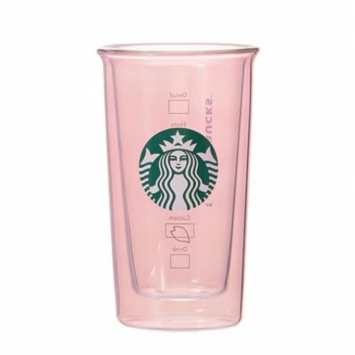 Starbucks 2025 Japan Sakura Pink 12oz DW Glass Cup