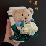 Starbucks 2025 China Valentine's Day Rose Flower Mini Bear Toy Keychain