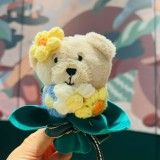 Starbucks 2025 China Valentine's Day Yarn Flower Mini Bear Toy Keychain