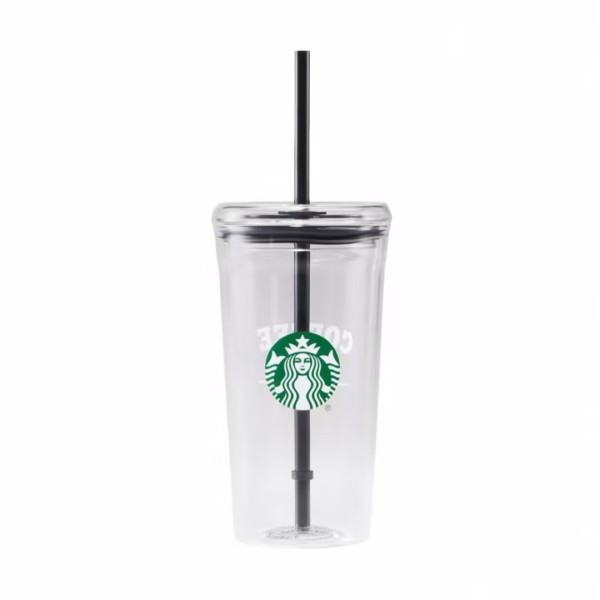 Starbucks 2025 China Simple Style Siren Logo Black 20oz Glass Cup
