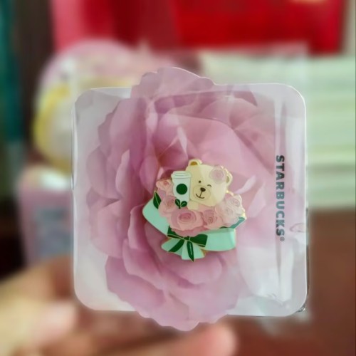 Starbucks 2025 China Rose Bear Pink Pin