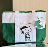 Starbucks 2025 China Snoopy White and Green Hand Bag