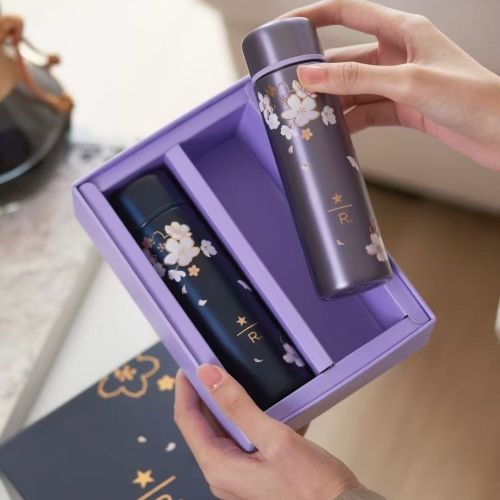 Starbucks 2025 China Reserve Blue and Purple Night Sakura 5oz SS Tumbler Set