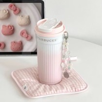 Starbucks 2025 China Pink 2 Drinking Mouth 16oz SS Tumbler with Keychain
