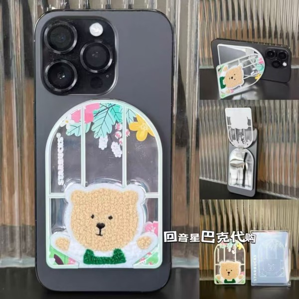 Starbucks 2025 China Cute Bear Spring Mirror Mobile phone Holder