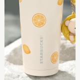 Starbucks 2025 China Summer Fruit Lemon Cute Bear 16oz SS Tumbler with Keychain