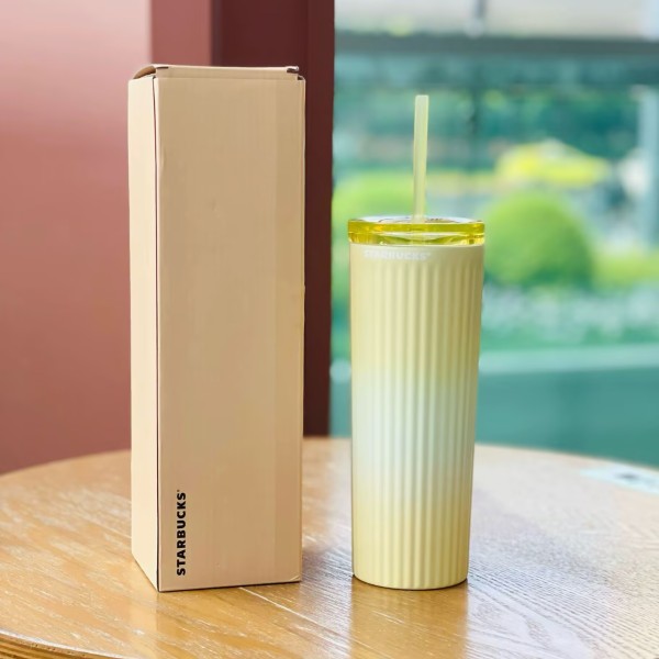 Starbucks 2025 China Summer Fruit Lemon Yellow Stripe 19oz SS Tumbler