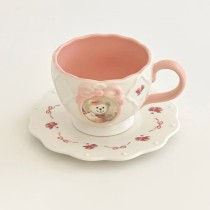 Starbucks 2025 China Garden Music Pink Cute Bear 10oz Mug with Coaster