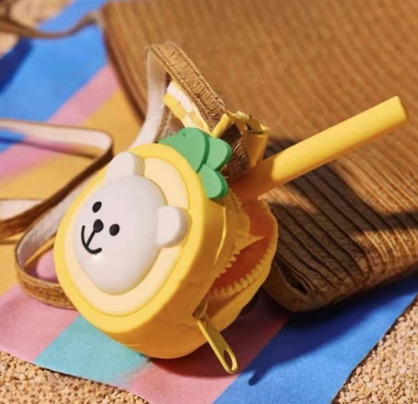 Starbucks 2025 China Summer Tropical Style Cute Pineapple Bear Bag with Straw