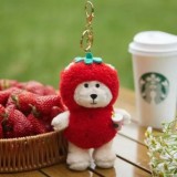 Starbucks 2025 China Summer Strawberry Mini Bear Toy Keychain