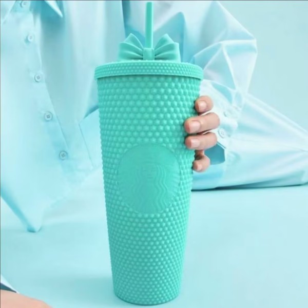Starbucks 2025 China Summer Dopamine Blue 26oz Studded Tumbler with Topper