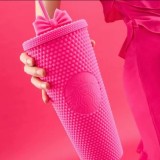 Starbucks 2025 China Summer Dopamine Pink 26oz Studded Tumbler with Topper