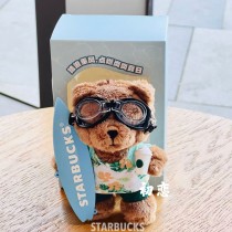 Starbucks 2025 China Summer Surfing  Mini Bear Toy Keychain