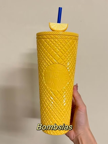 Starbucks 2025 Taiwan Summer Lemon Yellow Jewel 24oz Tumbler with Topper