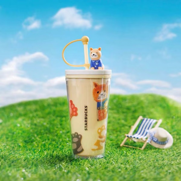 Starbucks 2025 HK Summer Cute Dog 16oz Plastic Tumbler with Topper