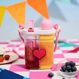 Starbucks 2025 China Summer Frappuccino Party Pink Heart 28oz Plastic Straw Tumbler