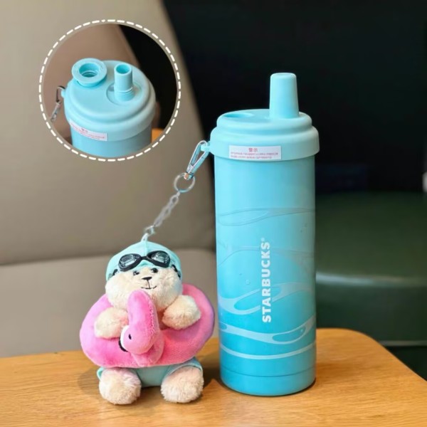 Starbucks 2025 China Summer Blue Flamingo Bear 20oz SS Tumbler