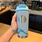 Starbucks 2025 China Summer Blue Diamond Rhinestone SS Tumbler with Gift Box