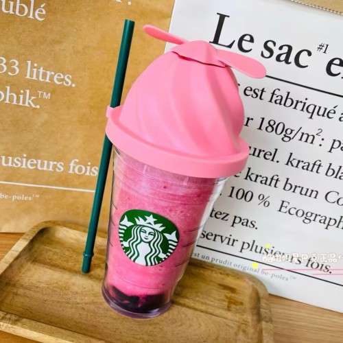 Starbucks China Pink Frappuccino USB Fan 16oz Plastic Tumbler