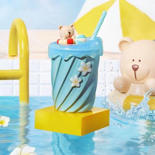 Starbucks 2025 China Summer Blue Cute Bear 12oz Straw Mug Tumbler