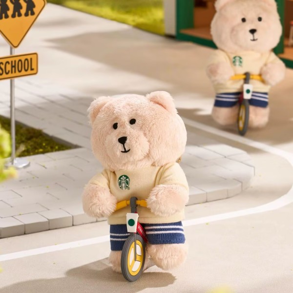 Starbucks 2025 China Autumn Ride Bike Mini Bear Toy