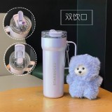 Starbucks 2025 China Anniversary Romantic Ocean Purple 24oz SS Tumbler with Bear Keychain