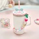 Starbucks 2025 China Pink and White 18oz SS Tumbler with Bear Keychain