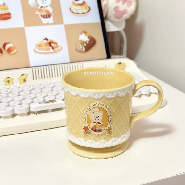 Starbucks 2025 China Dessert House Cute Waffle Bear 12oz Mug