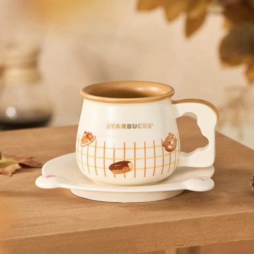 Starbucks 2025 China Dessert House Toast Handle 12oz Mug with Coaster