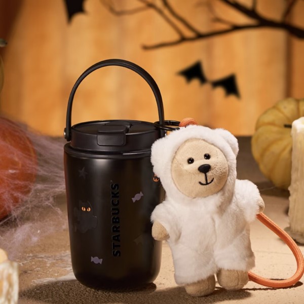 Starbucks 2025 China Halloween Black Ghost 14oz SS Tumbler with Bear