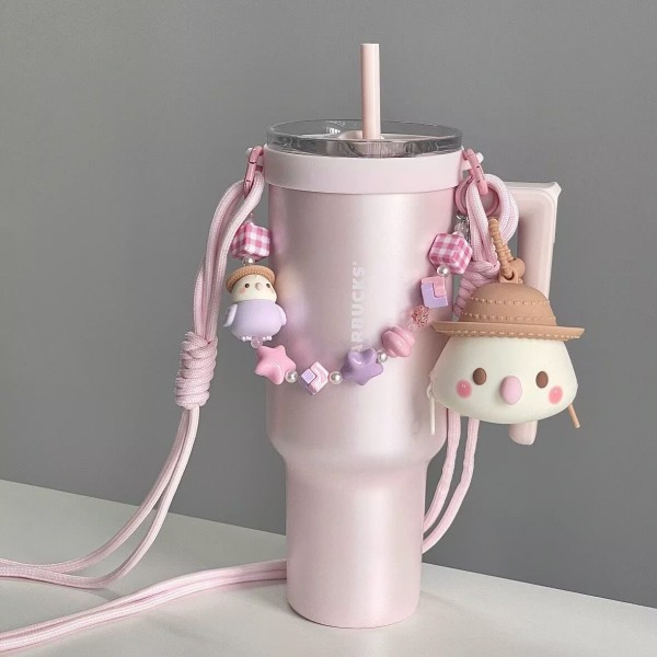 Starbucks 2025 China Autumn Field Bird Pink 40oz SS Tumbler with Keychain
