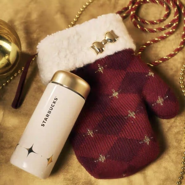 Starbucks 2025 China Warm Christmas 7oz SS Tumbler with Glove Sleeve