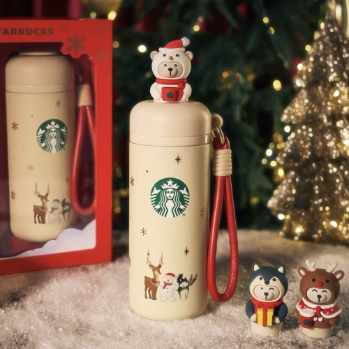 Starbucks 2025 China Warm Christmas 14oz SS Tumbler with Three Topper