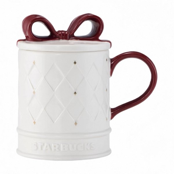 Starbucks 2025 China Warm Christmas White Bow 14oz Mug