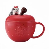 Starbucks 2025 China Warm Christmas Red Apple Husky 14oz Mug with Lid