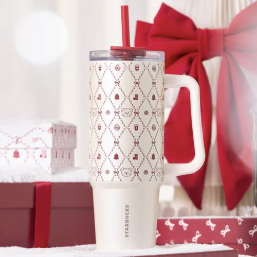 Starbucks 2025 China Christmas Cute Bear White 31oz SS Tumbler