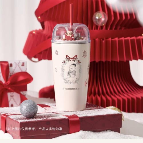 Starbucks 2025 China Christmas Gift Cute Bear 19oz SS Straw Tumbler