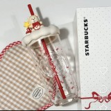 Starbucks 2025 China Christmas Gift Cute Bear Triangle 16oz Glass Cup