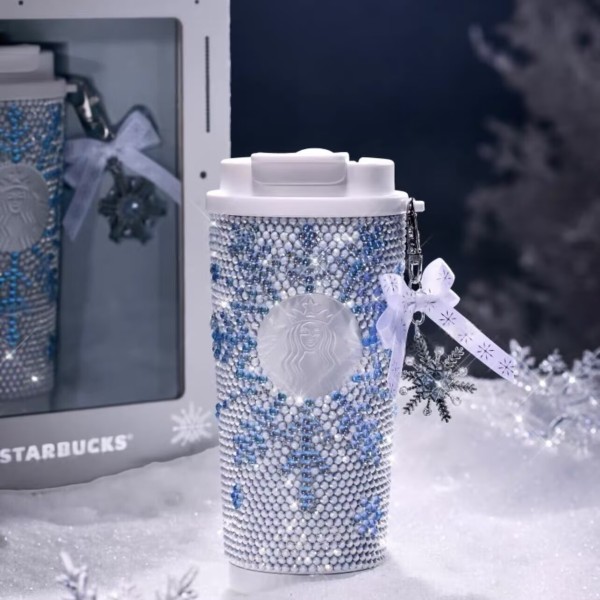 Starbucks 2025 China Christmas Snowlit Wonderland Diamond Rhinestone SS Tumbler with Gift Box