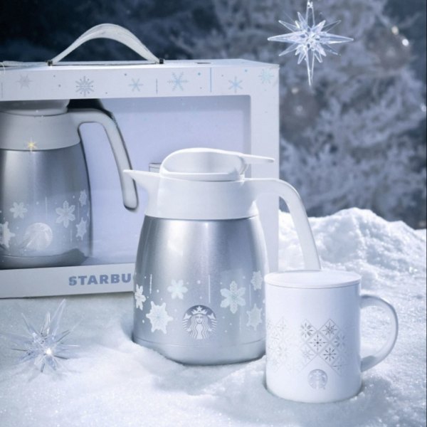 Starbucks 2025 China Christmas Snowlit Wonderland Teapot and Tumbler Set with Gift Box