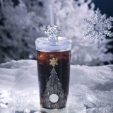 Starbucks 2025 China Christmas Snowlit Wonderland 20oz Glass Cup with Topper