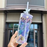 Starbucks 2025 China Summer Fantasy Purple Scale 19oz Glass Cup with Topper
