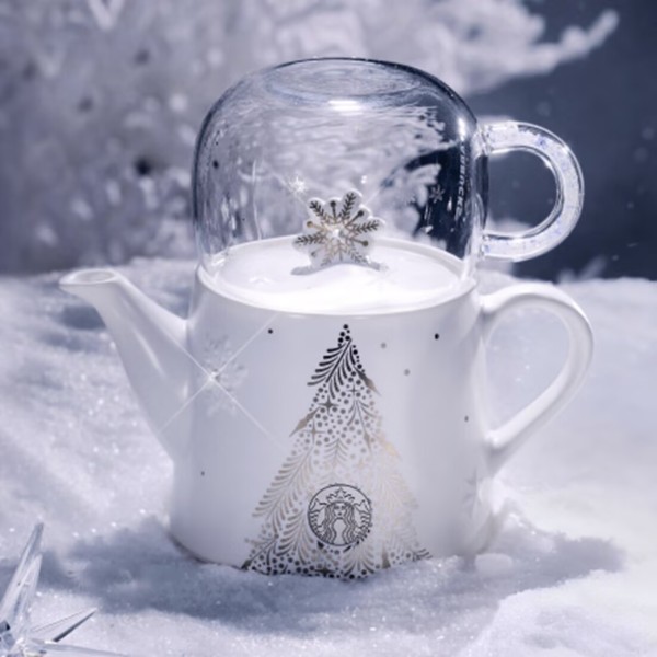 Starbucks 2025 China Christmas Snowlit Wonderland 18oz Teapot and Glass Cup Set