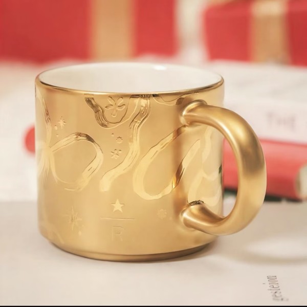 Starbucks 2025 China Holiday Gold 12oz Mug