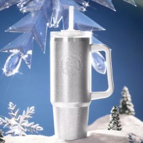 Starbucks 2025 China Christmas Snowlit Wonderland Silver 31oz SS Tumbler