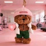 Starbucks 2026 China Pink Hat Muscle Mini Bear Toy Keychain