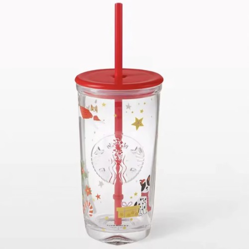 Starbucks 2025 Thailand Christmas Heart Shape 16oz Glass Cup