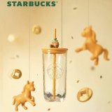 Starbucks 2026 China Year of Horse Ice Cracks Persimmon Triangle 18oz Glass Cup