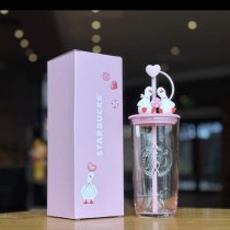 Starbucks 2026 China Valentine's Day Sweet Duck Pink 17oz Glass Cup