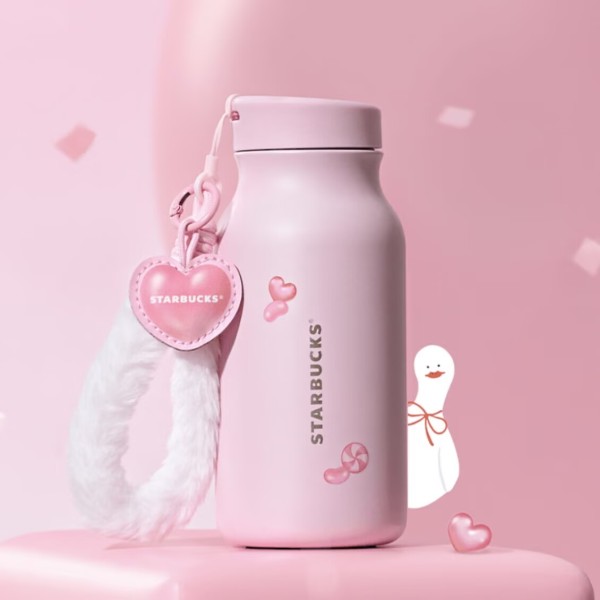 Starbucks 2026 China Valentine's Day Sweet Duck 14oz SS Tumbler with Keychain